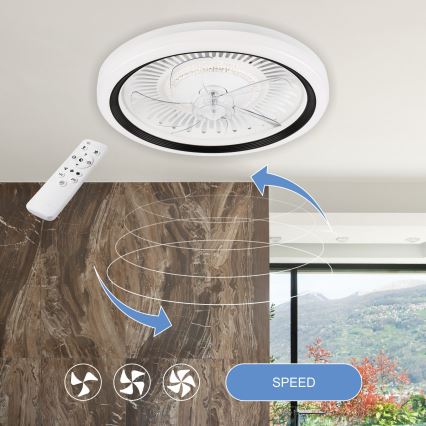 LED Plafón regulable con ventilador GEMMA LED/37W/230V blanco + control remoto