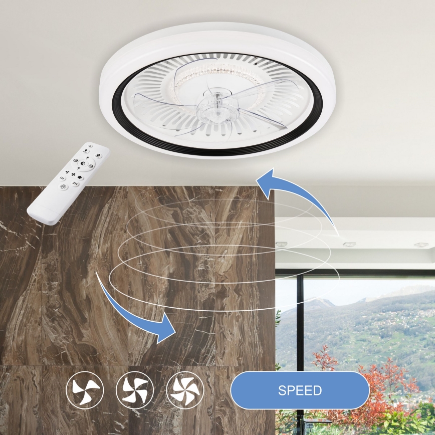 LED Plafón regulable con ventilador GEMMA LED/37W/230V blanco + control remoto