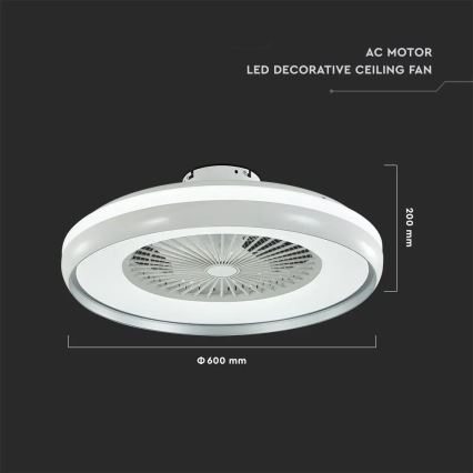 Plafón LED con ventilador LED/45W/230V 3000/4000/6500K gris + control remoto