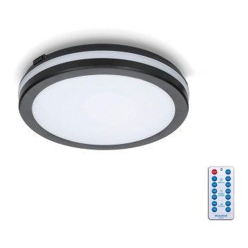 Plafón LED de baño con sensor LED/12W/230V 3000/4000/6500K IP65 diá. 20 cm negro + control remoto