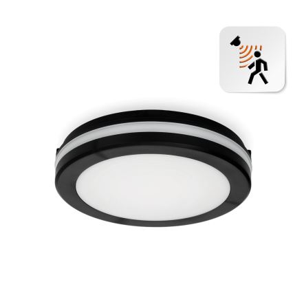 Plafón LED de baño con sensor LED/12W/230V 3000/4000/6500K IP65 diá. 20 cm negro + control remoto