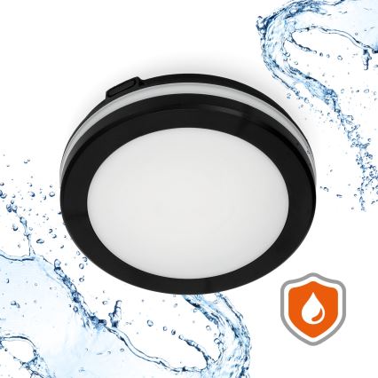 Plafón LED de baño con sensor LED/12W/230V 3000/4000/6500K IP65 diá. 20 cm negro + control remoto