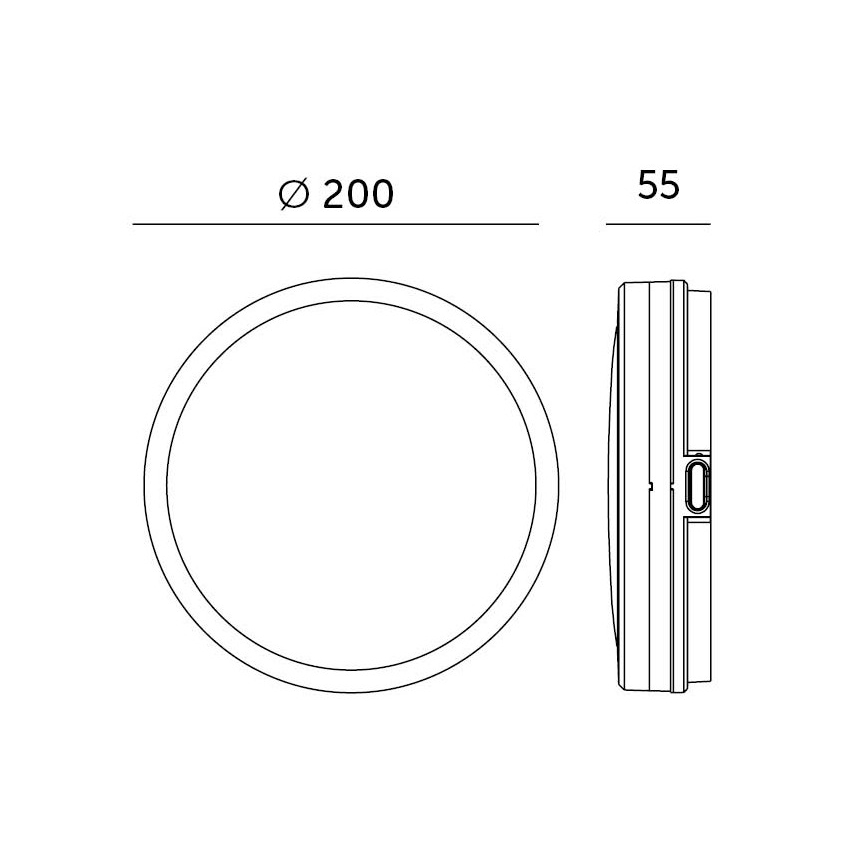 Plafón LED de baño con sensor LED/12W/230V 3000/4000/6500K IP65 diá. 20 cm negro + control remoto