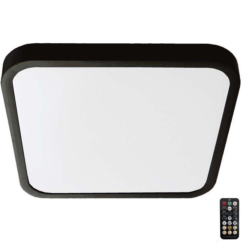 Plafón LED de baño con sensor LED/18W/230V 4000K IP44 29,5x29,5 cm negro + control remoto
