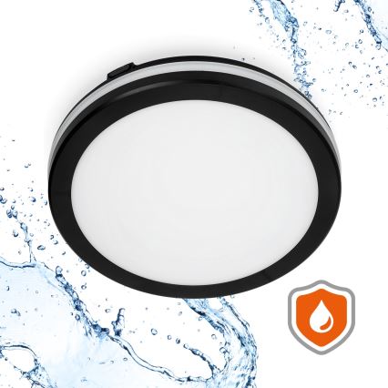 Plafón LED de baño con sensor LED/18W/230V 3000/4000/6500K IP65 diá. 30 cm negro + control remoto