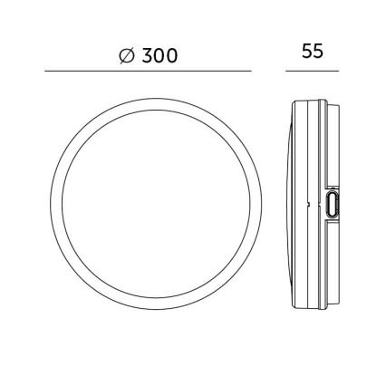 Plafón LED de baño con sensor LED/18W/230V 3000/4000/6500K IP65 diá. 30 cm negro + control remoto