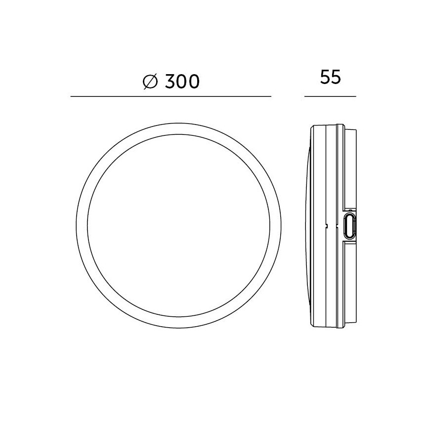 Plafón LED de baño con sensor LED/18W/230V 3000/4000/6500K IP65 diá. 30 cm negro + control remoto