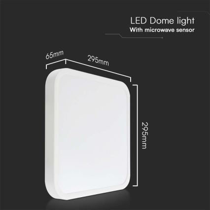 Plafón LED de baño con sensor SAMSUNG CHIP LED/18W/230V IP44 4000K 29x29 cm blanco + control remoto