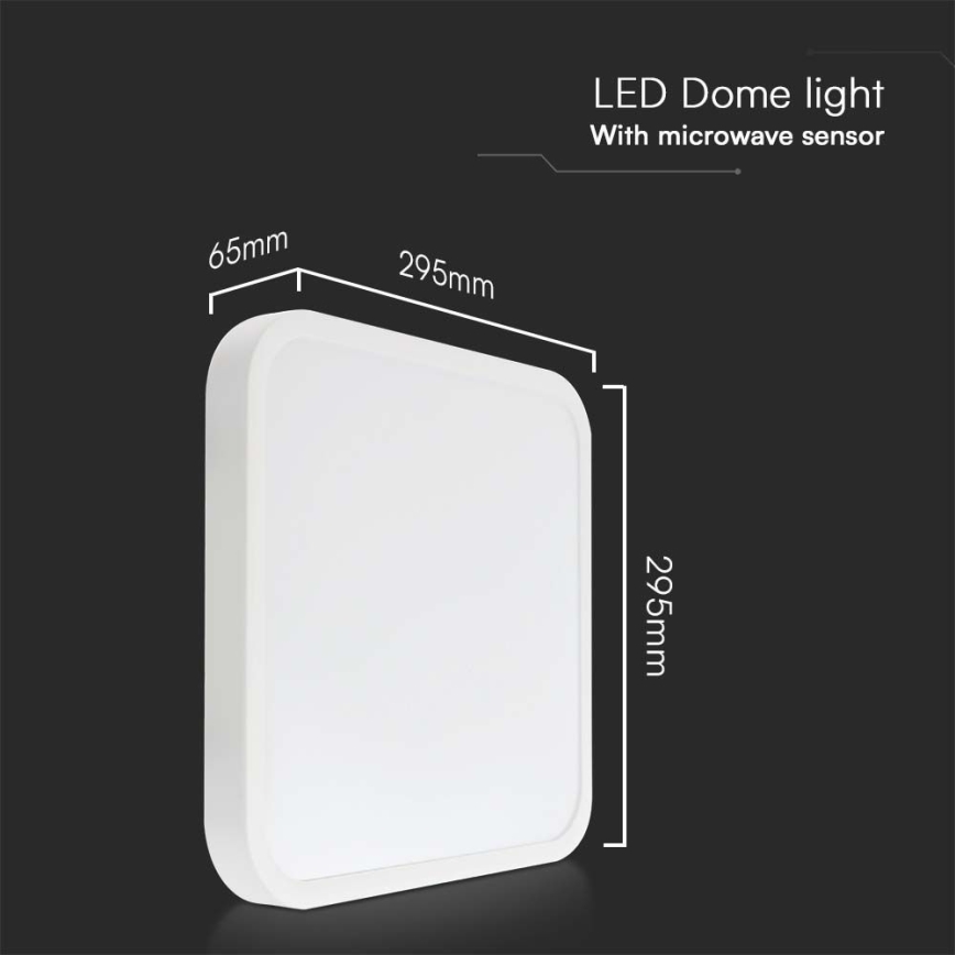 Plafón LED de baño con sensor SAMSUNG CHIP LED/18W/230V IP44 4000K 29x29 cm blanco + control remoto