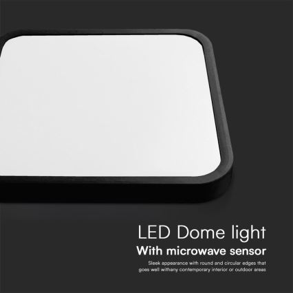 Plafón LED de baño con sensor SAMSUNG CHIP LED/18W/230V IP44 4000K 29x29 cm negro + control remoto