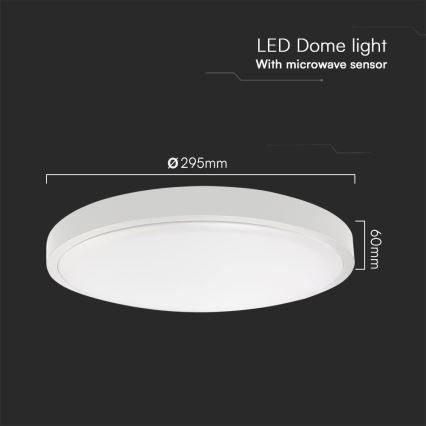Plafón LED de baño con sensor SAMSUNG CHIP LED/18W/230V IP44 4000K diá. 29 cm blanco + control remoto
