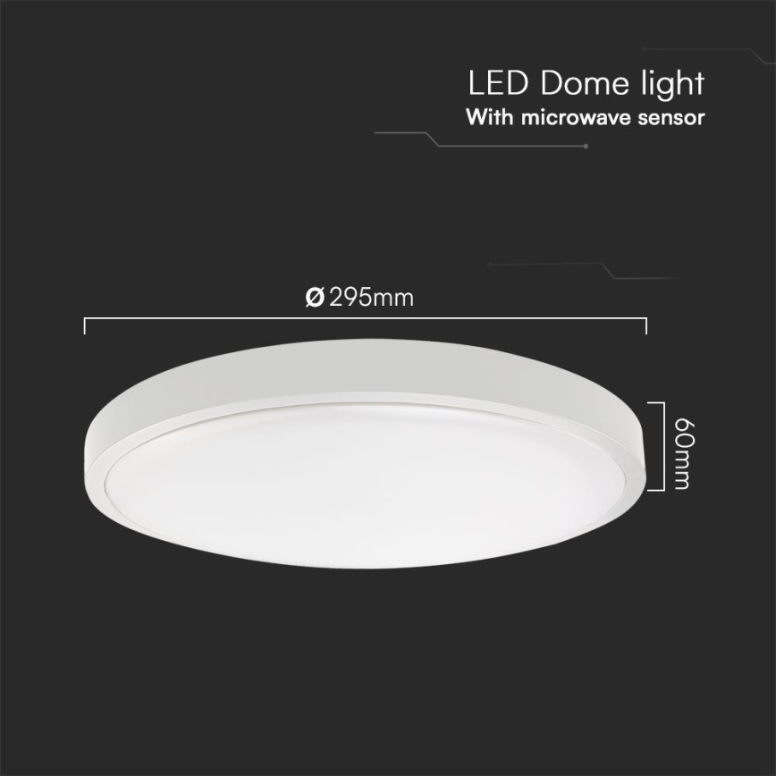 Plafón LED de baño con sensor SAMSUNG CHIP LED/18W/230V IP44 6500K diá. 29 cm blanco + control remoto