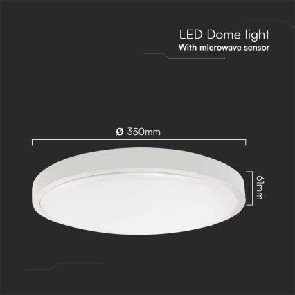 Plafón LED de baño con sensor LED/24W/230V 3000K IP44 blanco + control remoto