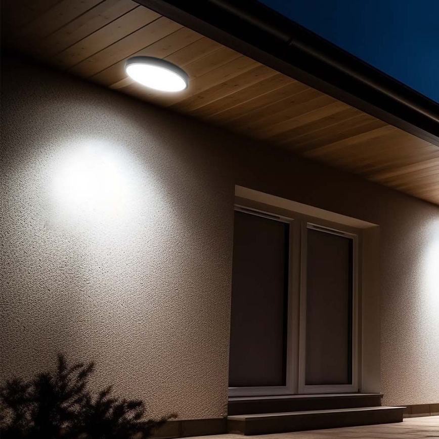 Plafón LED de baño con sensor LED/24W/230V 4000K IP44 negro + mando a distancia
