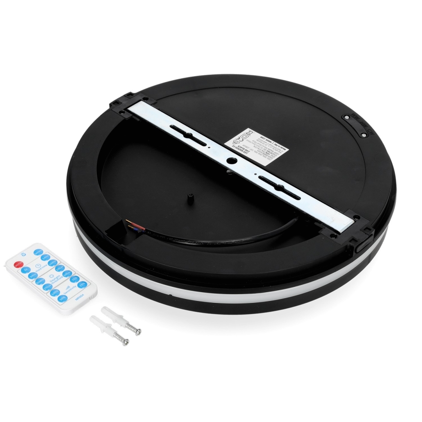Plafón LED de baño con sensor LED/24W/230V 3000/4000/6500K IP65 diá. 30 cm negro + control remoto