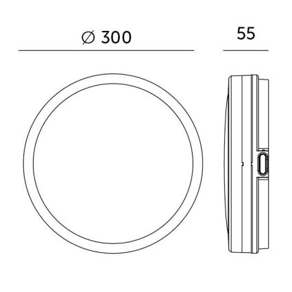 Plafón LED de baño con sensor LED/24W/230V 3000/4000/6500K IP65 diá. 30 cm negro + control remoto