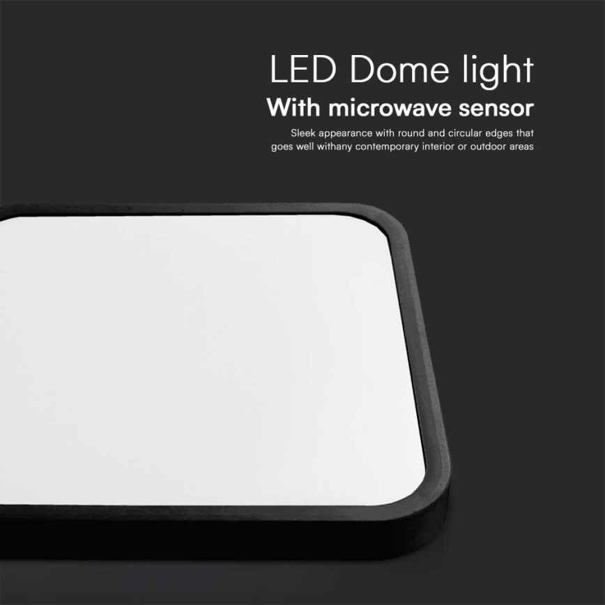Plafón LED de baño con sensor LED/36W/230V 4000K IP44 negro + mando a distancia