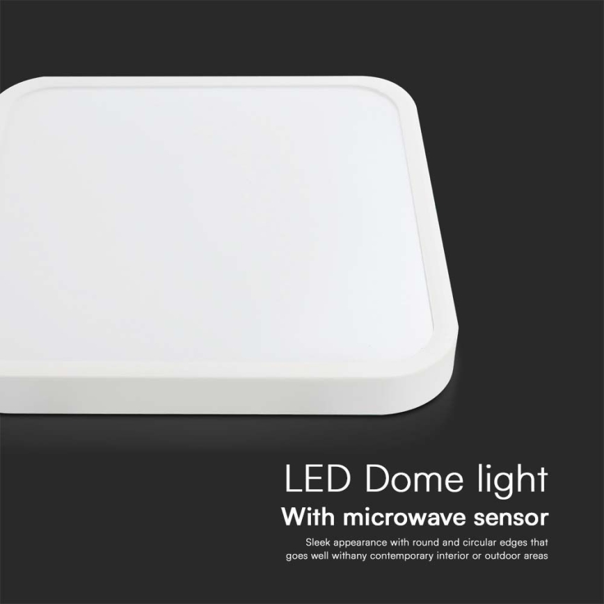 Plafón LED para baño con sensor SAMSUNG CHIP LED/36W/230V IP44 4000K 42x42 cm blanco + control remoto