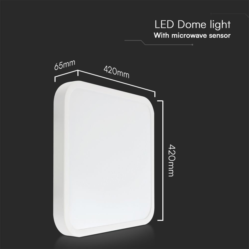 Plafón LED para baño con sensor SAMSUNG CHIP LED/36W/230V IP44 4000K 42x42 cm blanco + control remoto