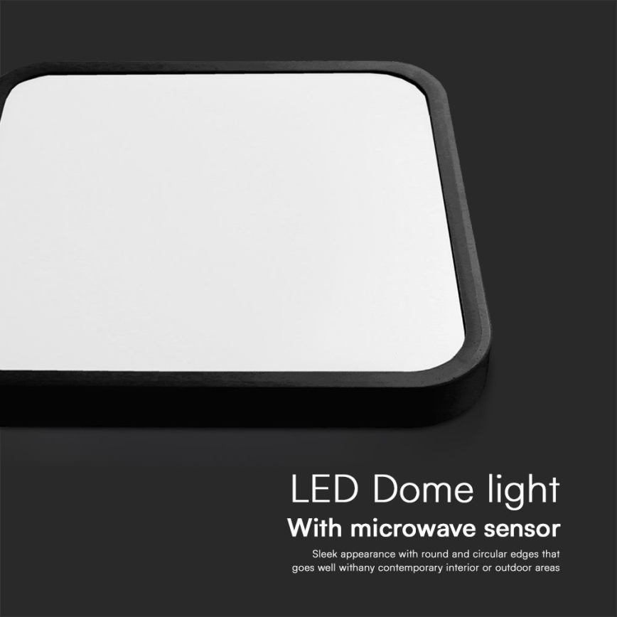 Plafón LED de baño con sensor SAMSUNG CHIP LED/36W/230V IP44 4000K 42x42 cm negro + control remoto