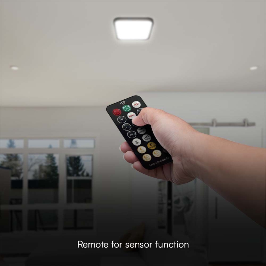 Plafón LED de baño con sensor SAMSUNG CHIP LED/36W/230V IP44 4000K 42x42 cm negro + control remoto
