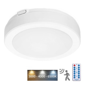 Plafón LED de baño con sensor NAIROS LED/12W/230V IP65 3000/4000/6500K diá. 20 cm blanco + control remoto