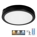 Plafón LED de baño con sensor NAIROS LED/24W/230V IP65 3000/4000/6500K diá. 30 cm negro + control remoto