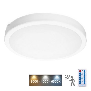 Plafón LED de baño con sensor NAIROS LED/36W/230V IP65 3000/4000/6500K diá. 40 cm blanco + control remoto