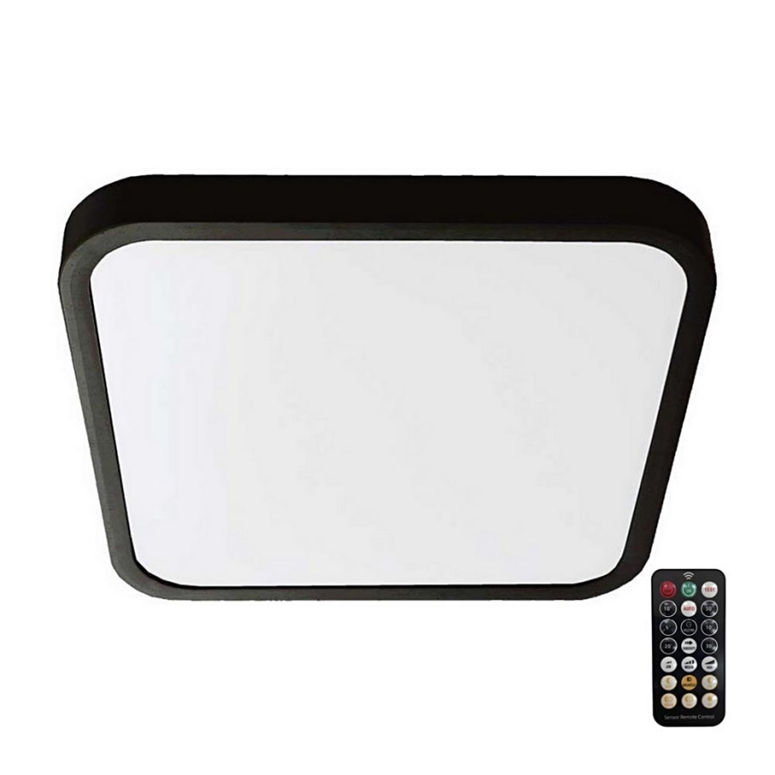 Plafón LED de baño con sensor SAMSUNG CHIP LED/18W/230V IP44 4000K 29x29 cm negro + control remoto