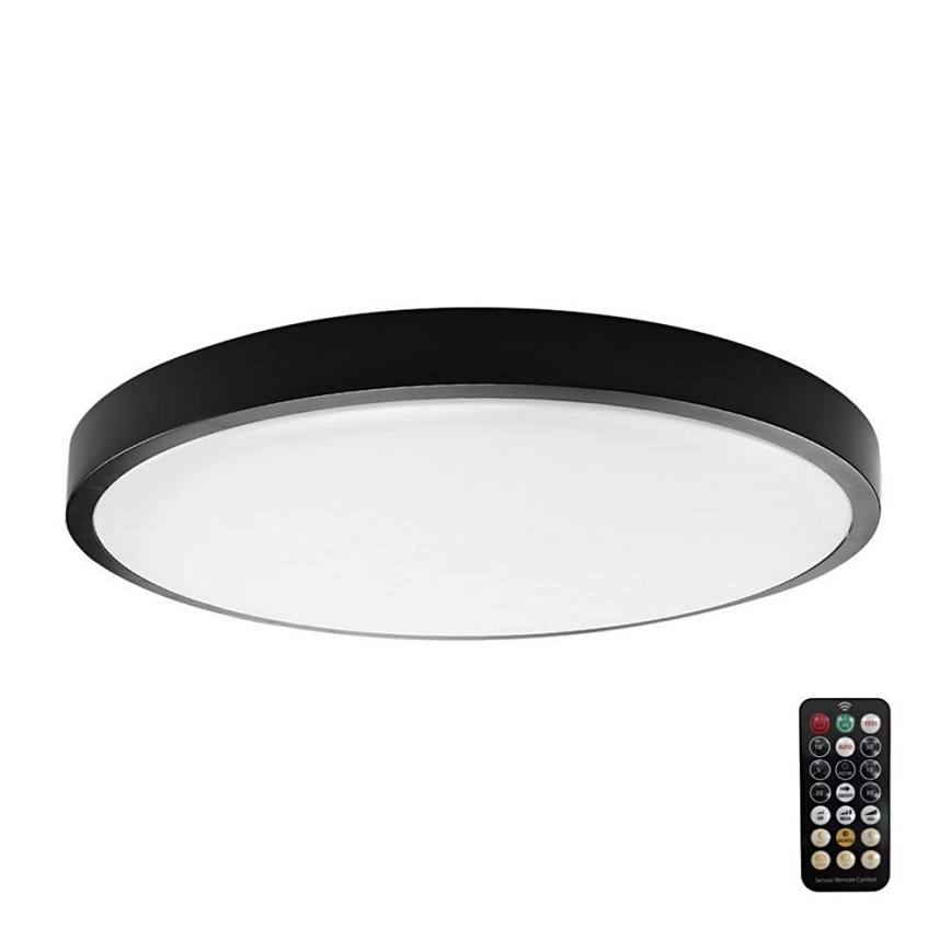 Plafón LED de baño con sensor SAMSUNG CHIP LED/18W/230V IP44 4000K diá. 29 cm negro + control remoto