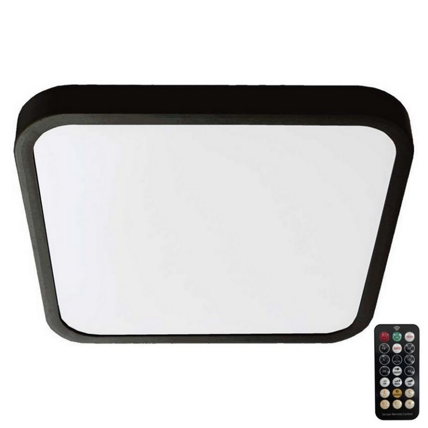Plafón LED de baño con sensor SAMSUNG CHIP LED/36W/230V IP44 4000K 42x42 cm negro + control remoto