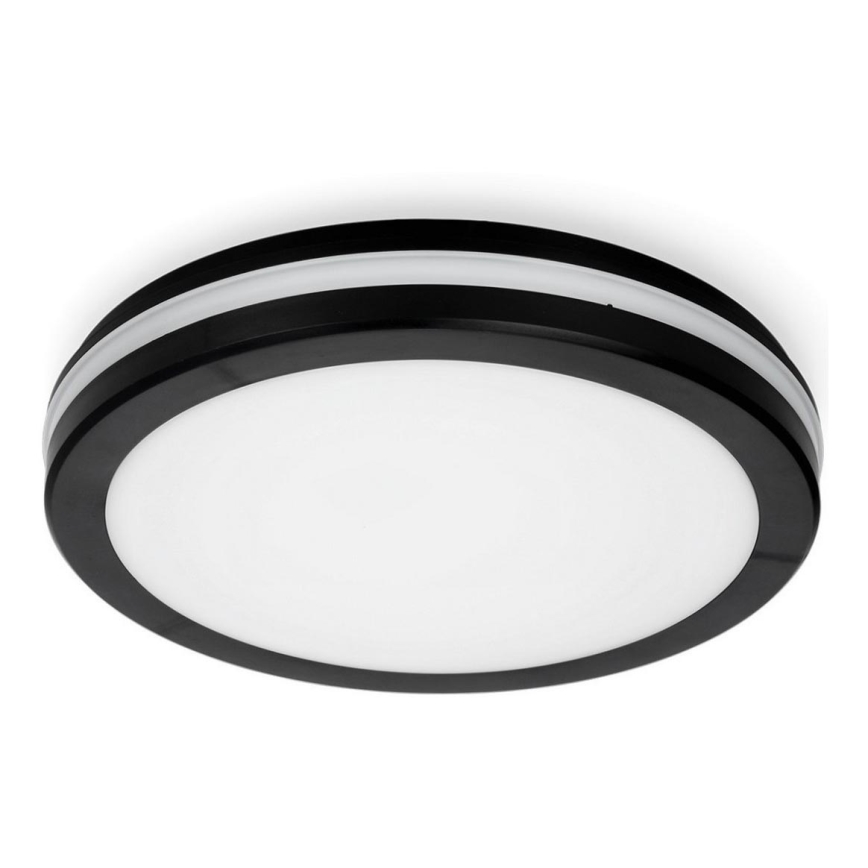 Plafón LED de baño LED/18W/230V 3000/4000/6500K IP65 diá. 30 cm negro