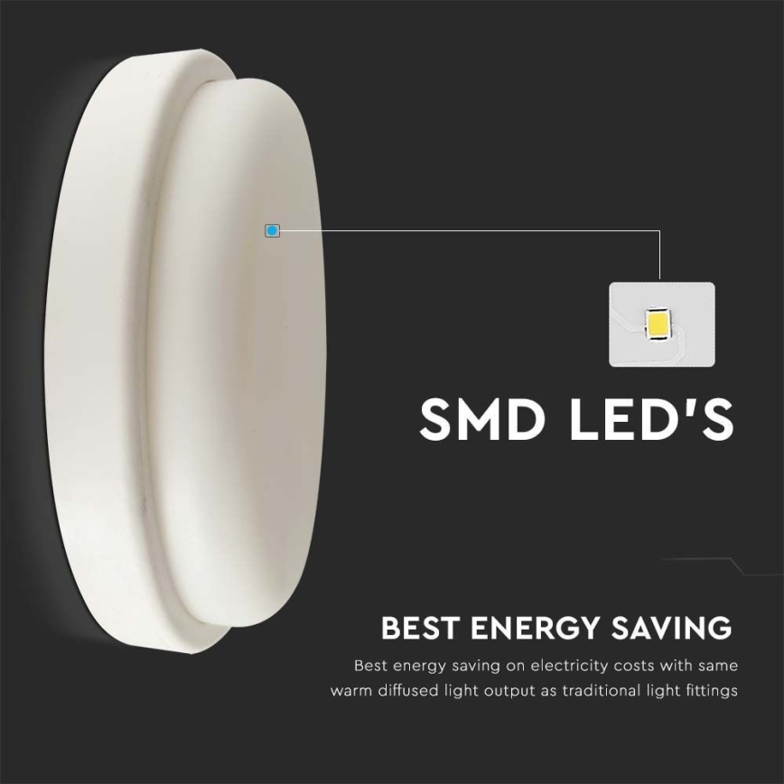 Plafón LED de baño LED/18W/230V 3000K IP54 diá. 19,5 cm