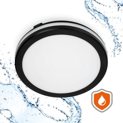 Plafón LED de baño LED/18W/230V 3000/4000/6500K IP65 diá. 30 cm negro