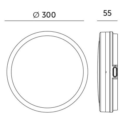 Plafón LED de baño LED/18W/230V 3000/4000/6500K IP65 diá. 30 cm negro