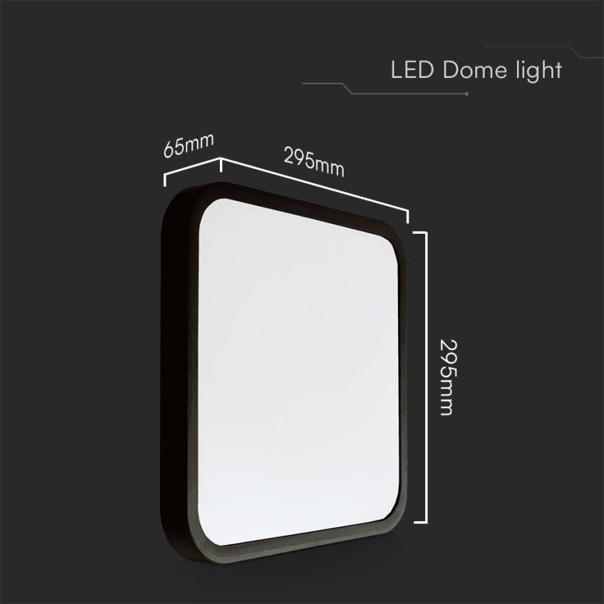 Plafón LED de baño SAMSUNG CHIP LED/24W/230V IP44 4000K 29x29 cm negro
