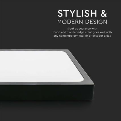 Plafón LED de baño LED/30W/230V 4000K IP44 42x42 cm negro