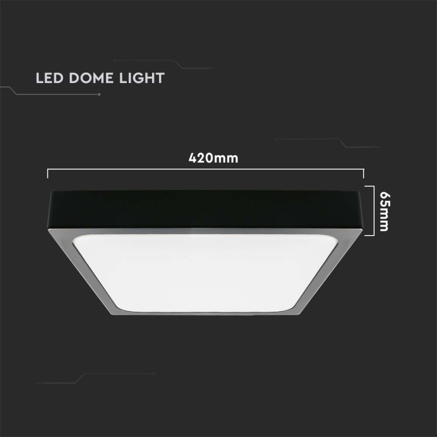 Plafón LED de baño LED/30W/230V 4000K IP44 42x42 cm negro
