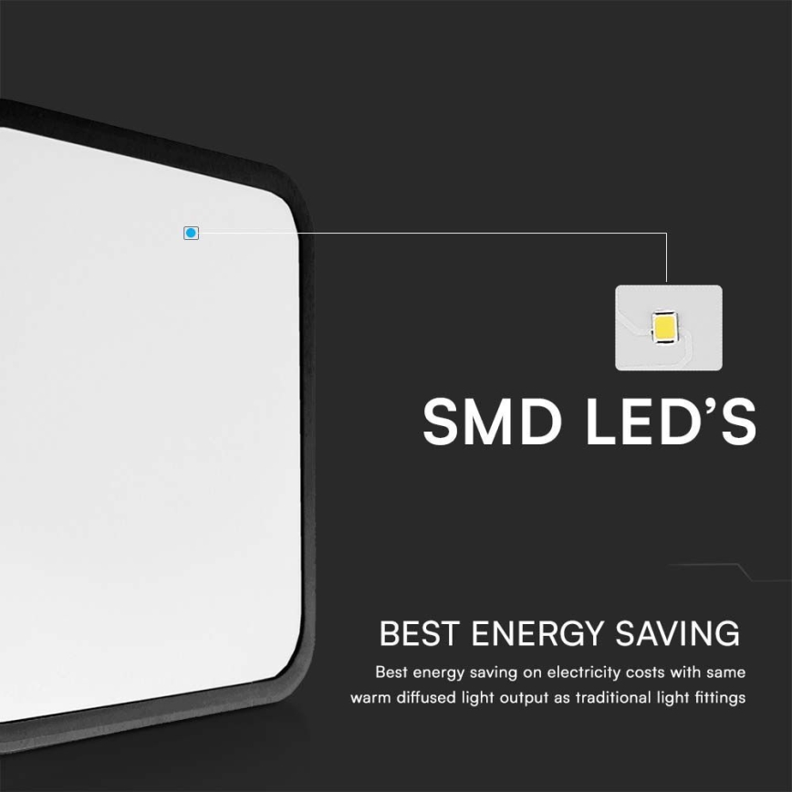 Plafón LED de baño SAMSUNG CHIP LED/48W/230V IP44 4000K 42x42 cm negro