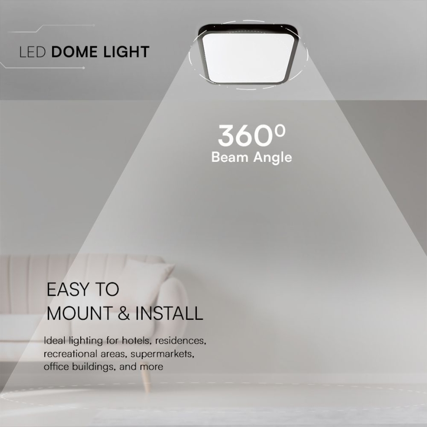 Plafón LED de baño SAMSUNG CHIP LED/48W/230V IP44 4000K 42x42 cm negro