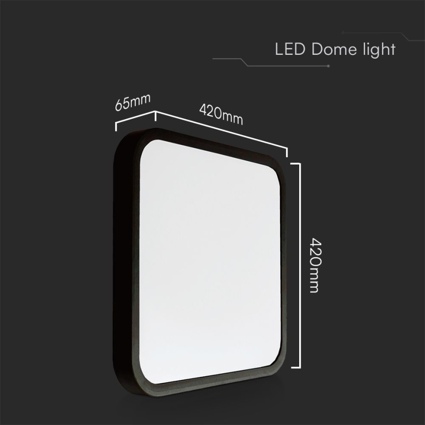 Plafón LED de baño SAMSUNG CHIP LED/48W/230V IP44 4000K 42x42 cm negro