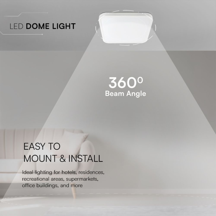 Plafón LED de baño SAMSUNG CHIP LED/48W/230V IP44 6500K 42x42 cm blanco