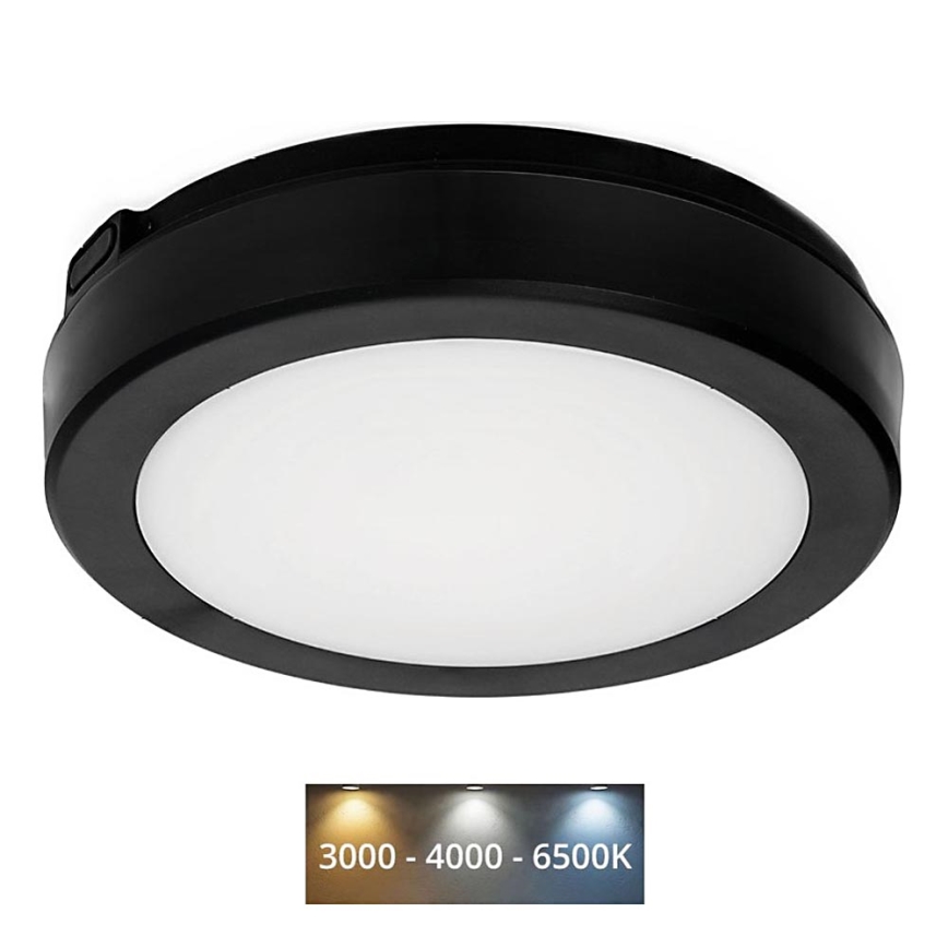 Plafón LED de baño NAIROS LED/12W/230V 3000/4000/6500K IP65 diá. 20 cm negro