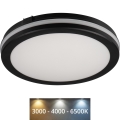 Plafón LED de exterior BENO ECO LED/20W/230V 3000/4000/6500K diá. 20 cm IP65 negro