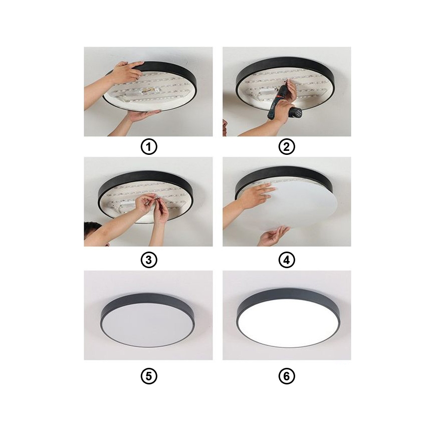 Plafón LED FELIZ LED/30W/230V 4000K diá. 30 cm negro