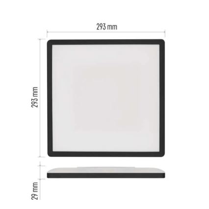 Plafón LED FLORI LED/18W/230V 4000K negro 29x29 cm