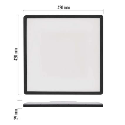 Plafón LED FLORI LED/22W/230V 4000K negro 42x42 cm