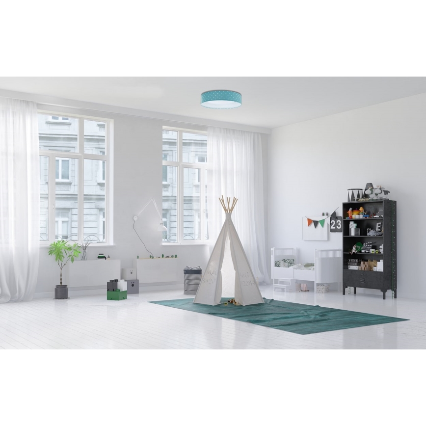 Plafón LED infantil GALAXY KIDS LED/24W/230V estrellas turquesa/blanco