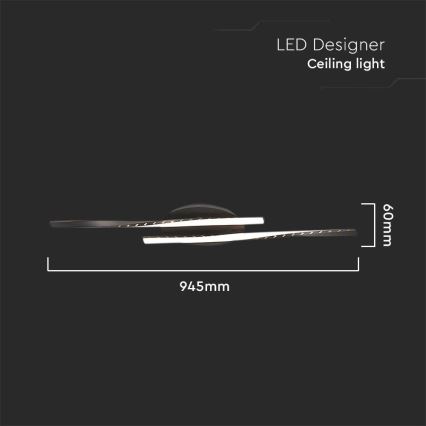 Plafón LED LED/12W/230V 3000K 94,5 cm negro
