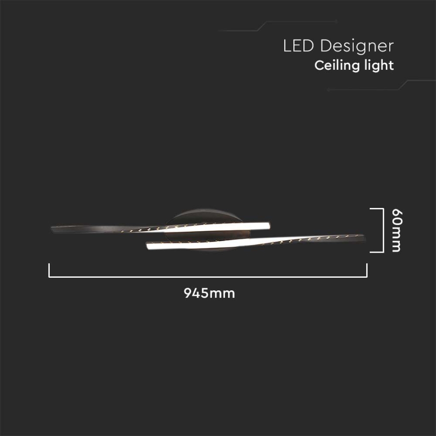 Plafón LED LED/12W/230V 3000K 94,5 cm negro